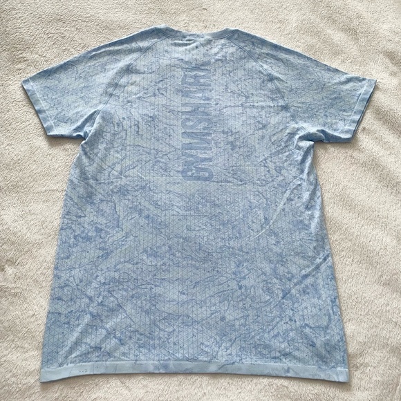 Gymshark Geo Seamless Baby Blue T-Shirt Size L - Picture 2 of 5